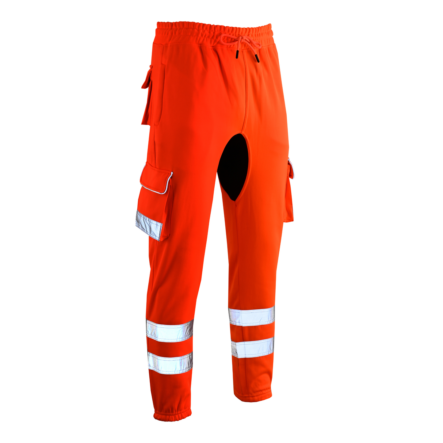MS9 SS2 Men's Hi Viz Vis High Visibility Pocket Reflective Tape Fleece Regular Fit Work Cargo Painter Trousers Joggers Bottoms