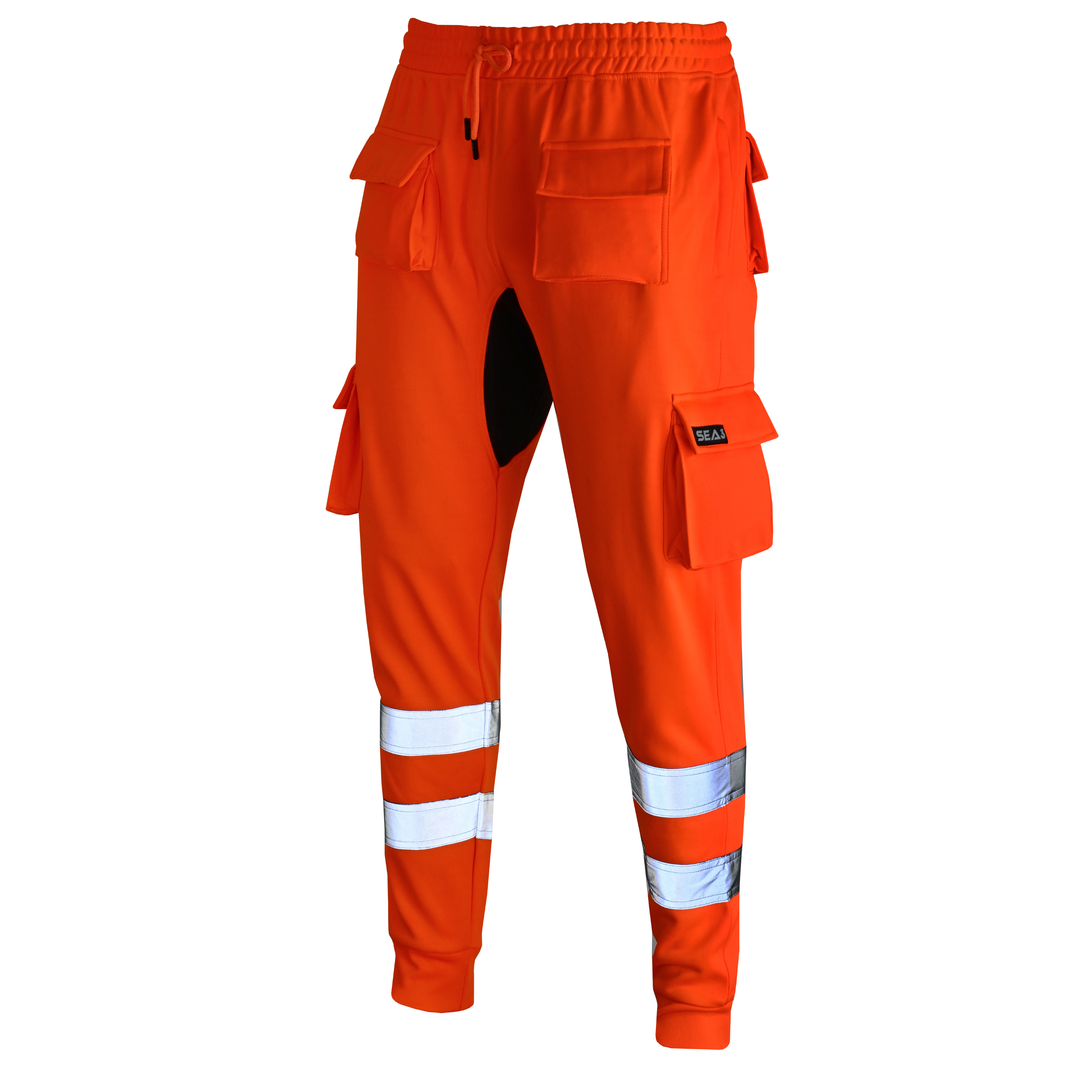 MS9 SEA1 Men's Hi Viz Vis High Visibility Fleece Slim Fit Work Cargo Painter Trousers Joggers Bottoms