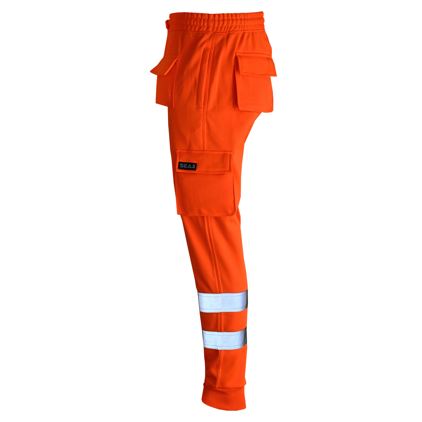 MS9 SEA1 Men's Hi Viz Vis High Visibility Fleece Slim Fit Work Cargo Painter Trousers Joggers Bottoms
