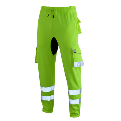 MS9 SS2 Men's Hi Viz Vis High Visibility Pocket Reflective Tape Fleece Regular Fit Work Cargo Painter Trousers Joggers Bottoms