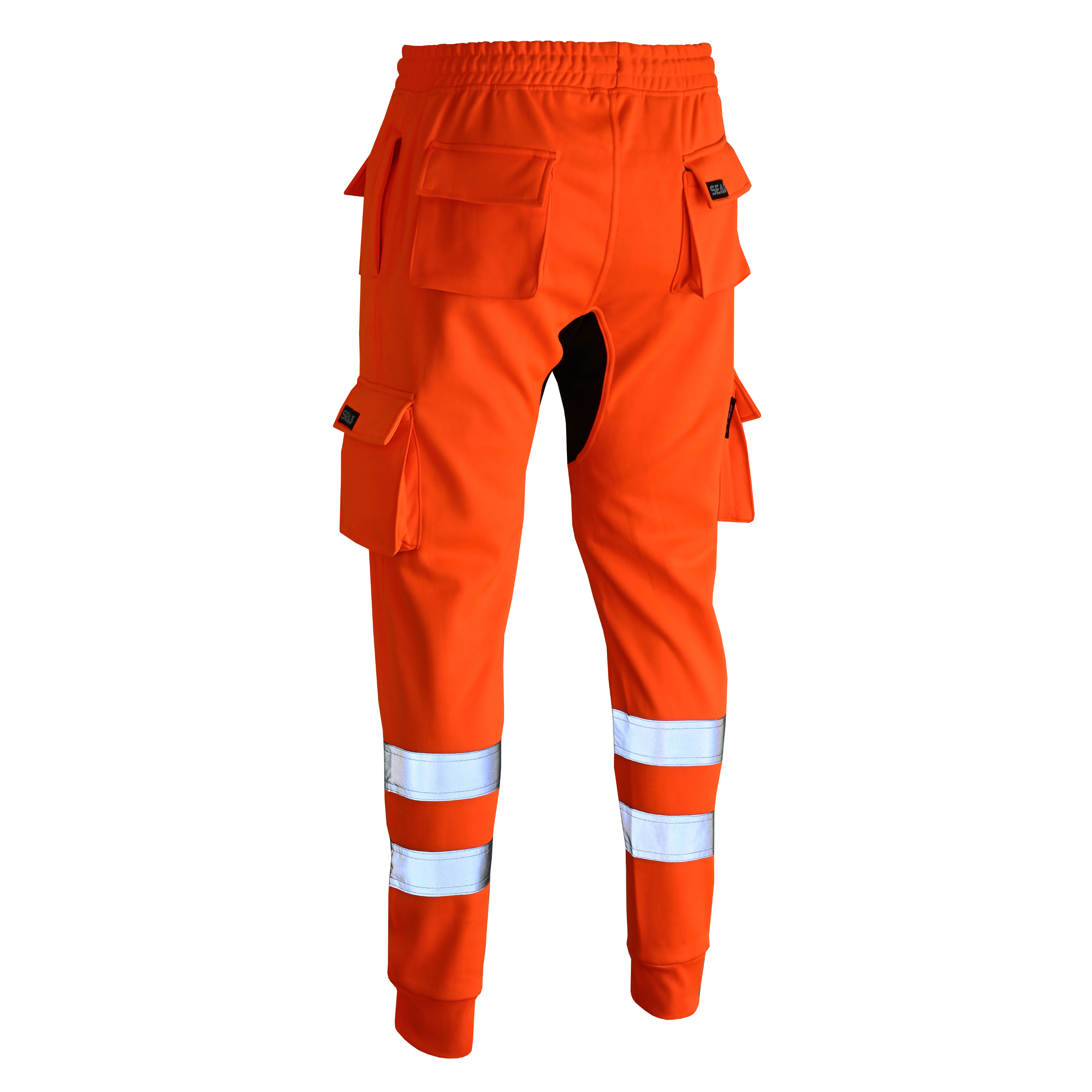 MS9 SEA1 Men's Hi Viz Vis High Visibility Fleece Slim Fit Work Cargo Painter Trousers Joggers Bottoms