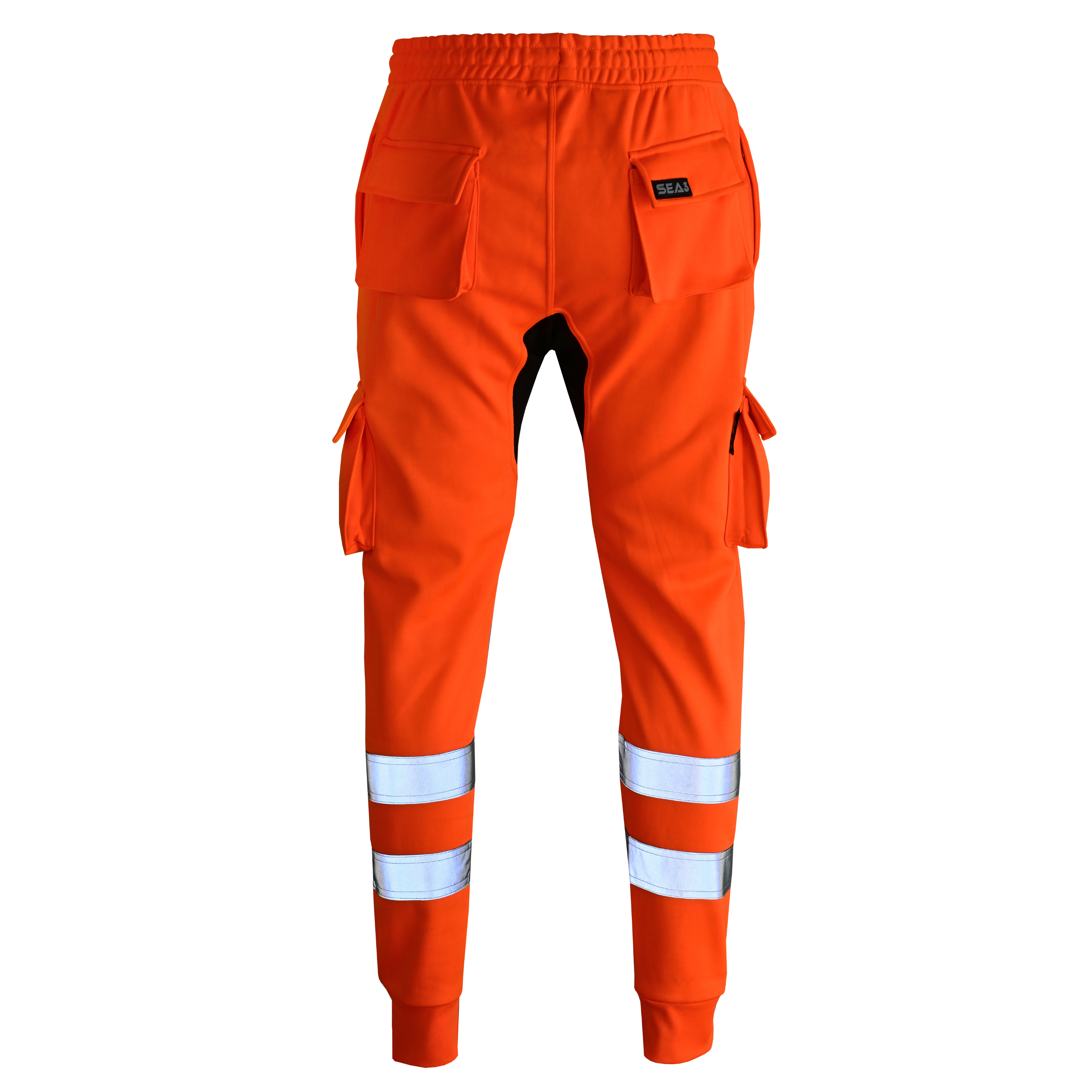 MS9 SEA1 Men's Hi Viz Vis High Visibility Fleece Slim Fit Work Cargo Painter Trousers Joggers Bottoms