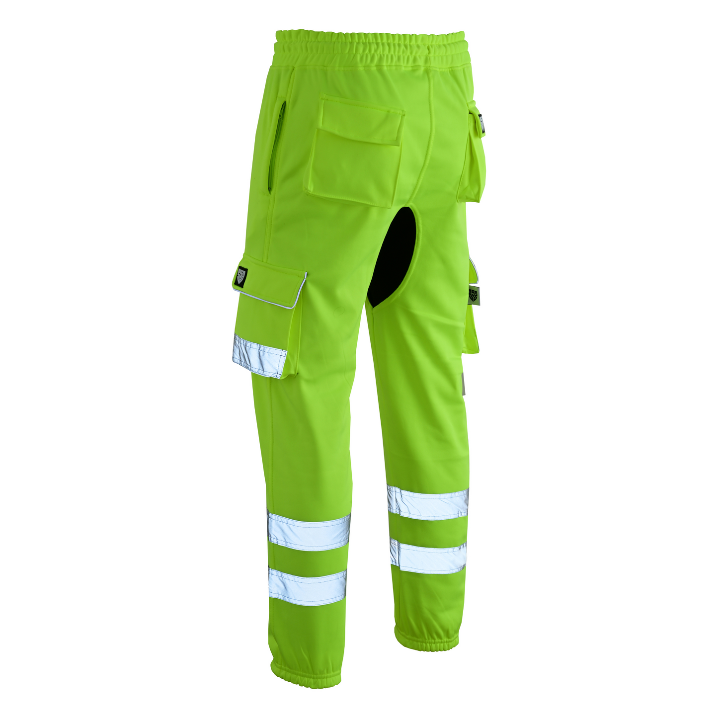 MS9 SS2 Men's Hi Viz Vis High Visibility Pocket Reflective Tape Fleece Regular Fit Work Cargo Painter Trousers Joggers Bottoms
