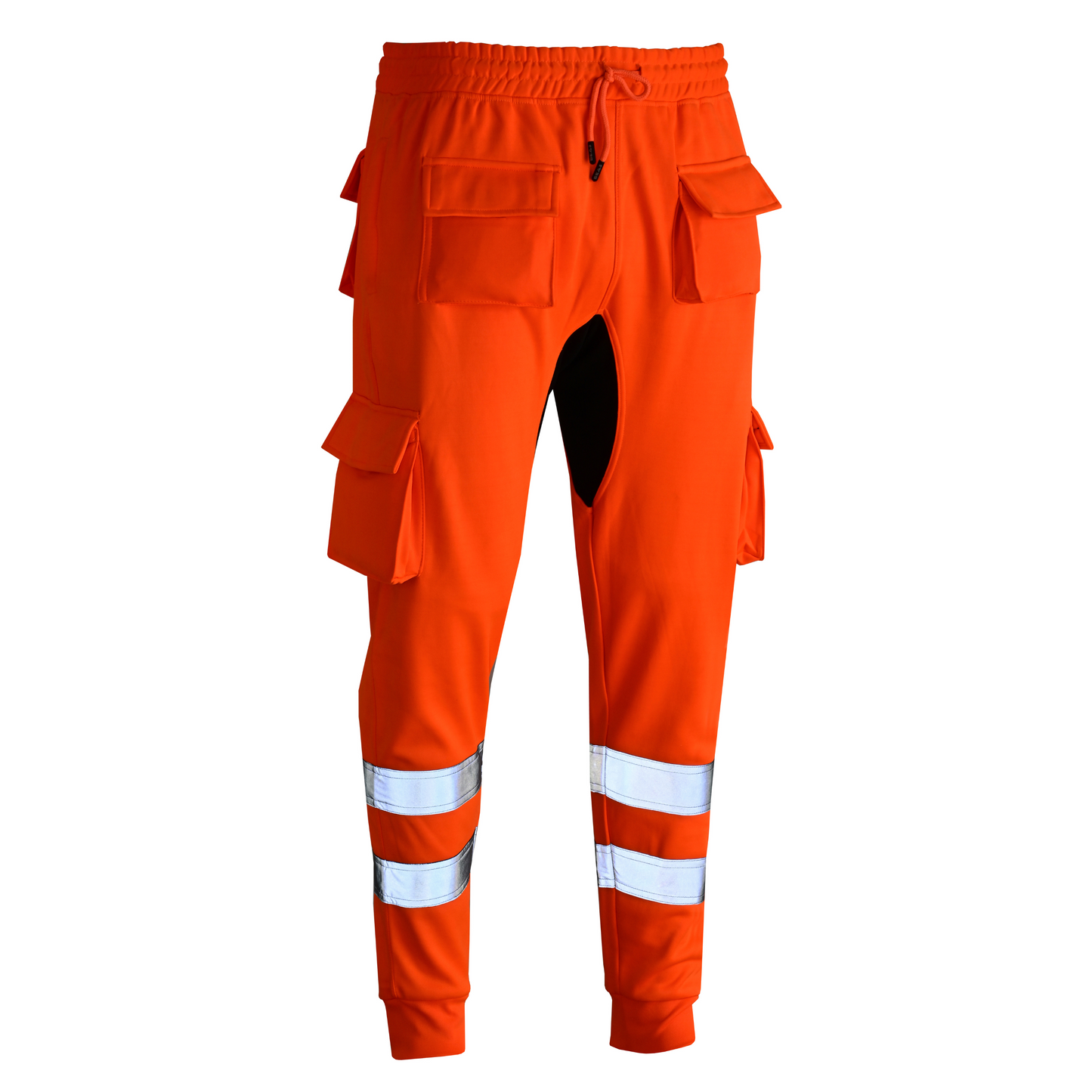 MS9 SEA1 Men's Hi Viz Vis High Visibility Fleece Slim Fit Work Cargo Painter Trousers Joggers Bottoms