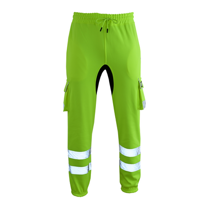 MS9 SS2 Men's Hi Viz Vis High Visibility Pocket Reflective Tape Fleece Regular Fit Work Cargo Painter Trousers Joggers Bottoms