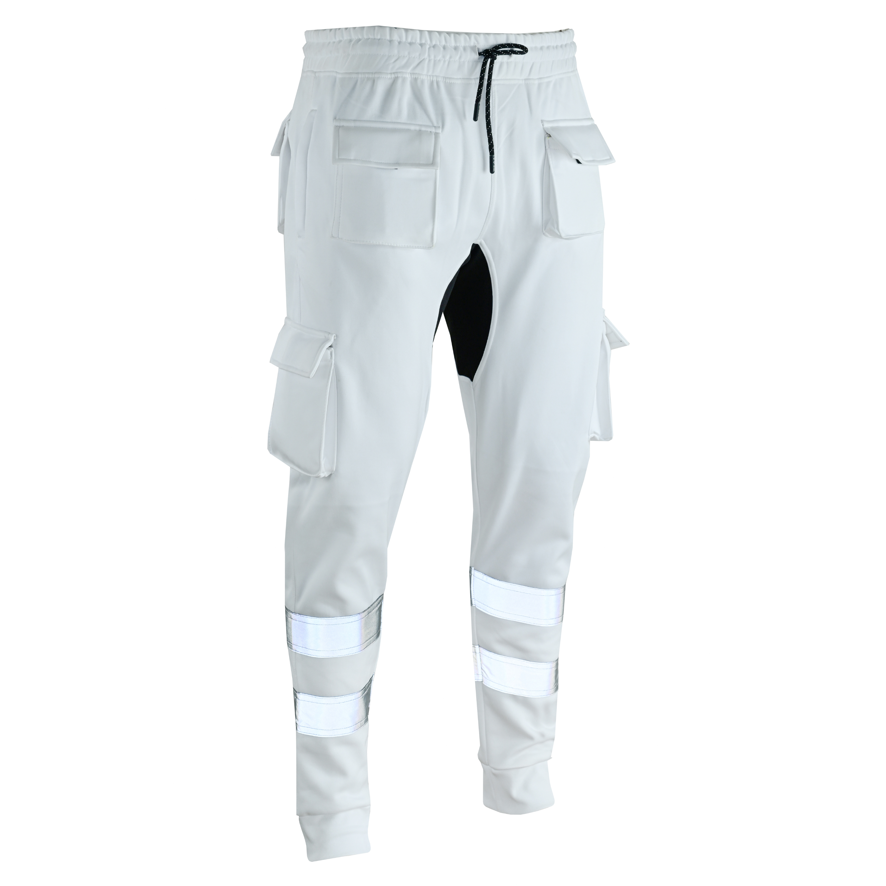 MS9 SEA1 Men's Hi Viz Vis High Visibility Fleece Slim Fit Work Cargo Painter Trousers Joggers Bottoms