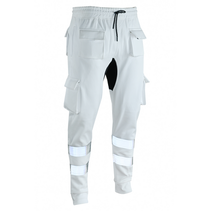 MS9 SEA1 Men's Hi Viz Vis High Visibility Fleece Slim Fit Work Cargo Painter Trousers Joggers Bottoms