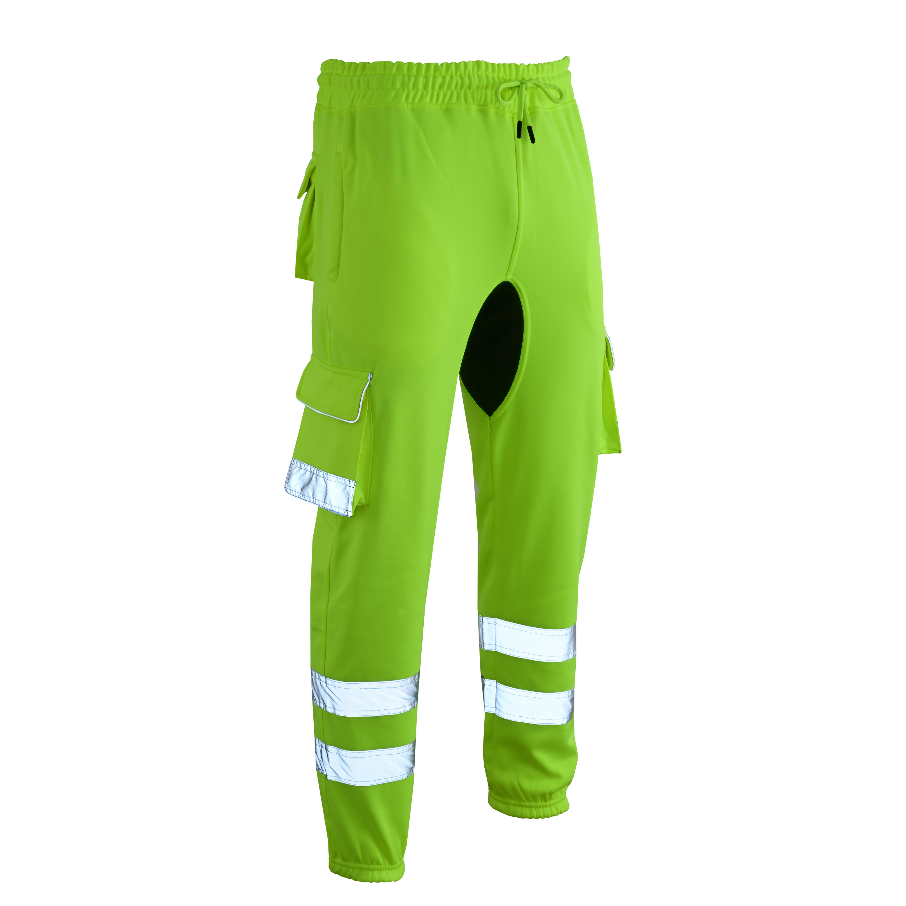 MS9 SS2 Men's Hi Viz Vis High Visibility Pocket Reflective Tape Fleece Regular Fit Work Cargo Painter Trousers Joggers Bottoms