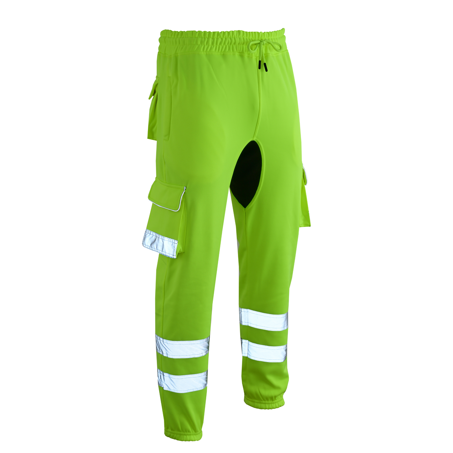 MS9 SS2 Men's Hi Viz Vis High Visibility Pocket Reflective Tape Fleece Regular Fit Work Cargo Painter Trousers Joggers Bottoms