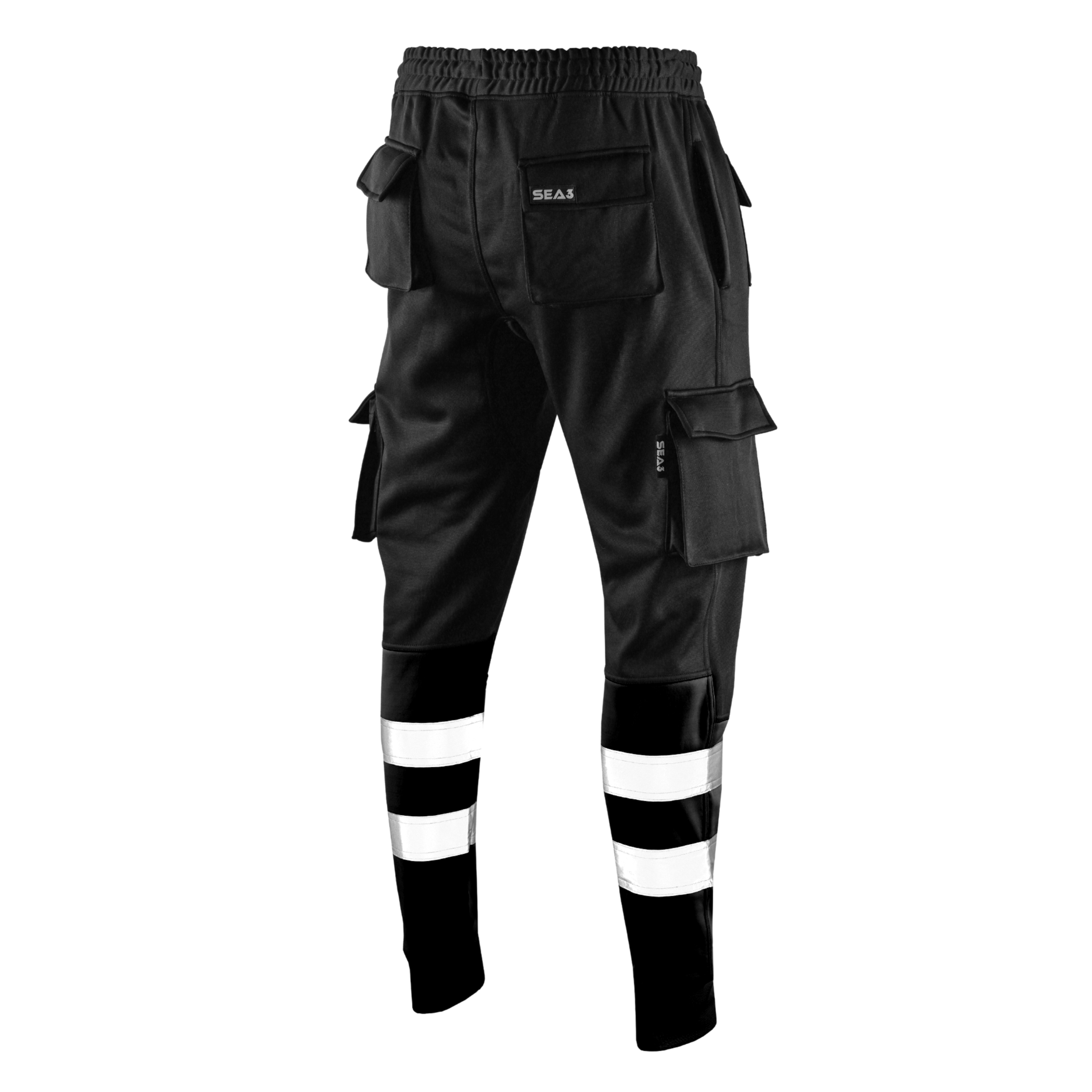 MS9 SEA1 Men's Hi Viz Vis High Visibility Fleece Slim Fit Work Cargo Painter Trousers Joggers Bottoms