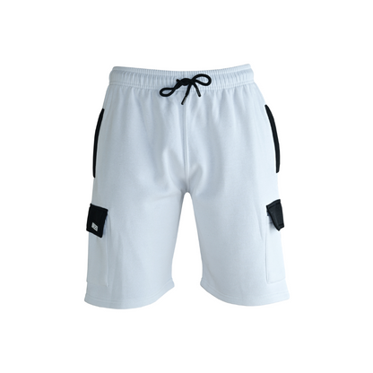 MS9 H15 White Men's Cargo Jogging Fleece Work Shorts - MS9