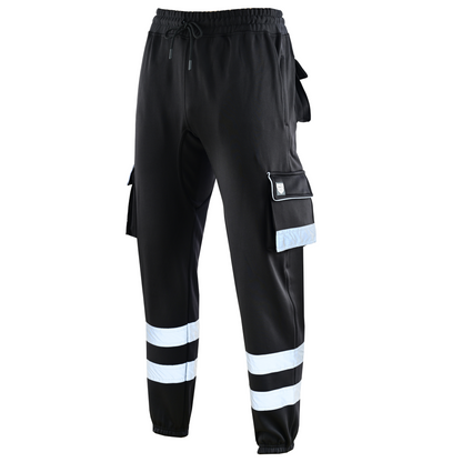 MS9 SS2 Men's Hi Viz Vis High Visibility Pocket Reflective Tape Fleece Regular Fit Work Cargo Painter Trousers Joggers Bottoms