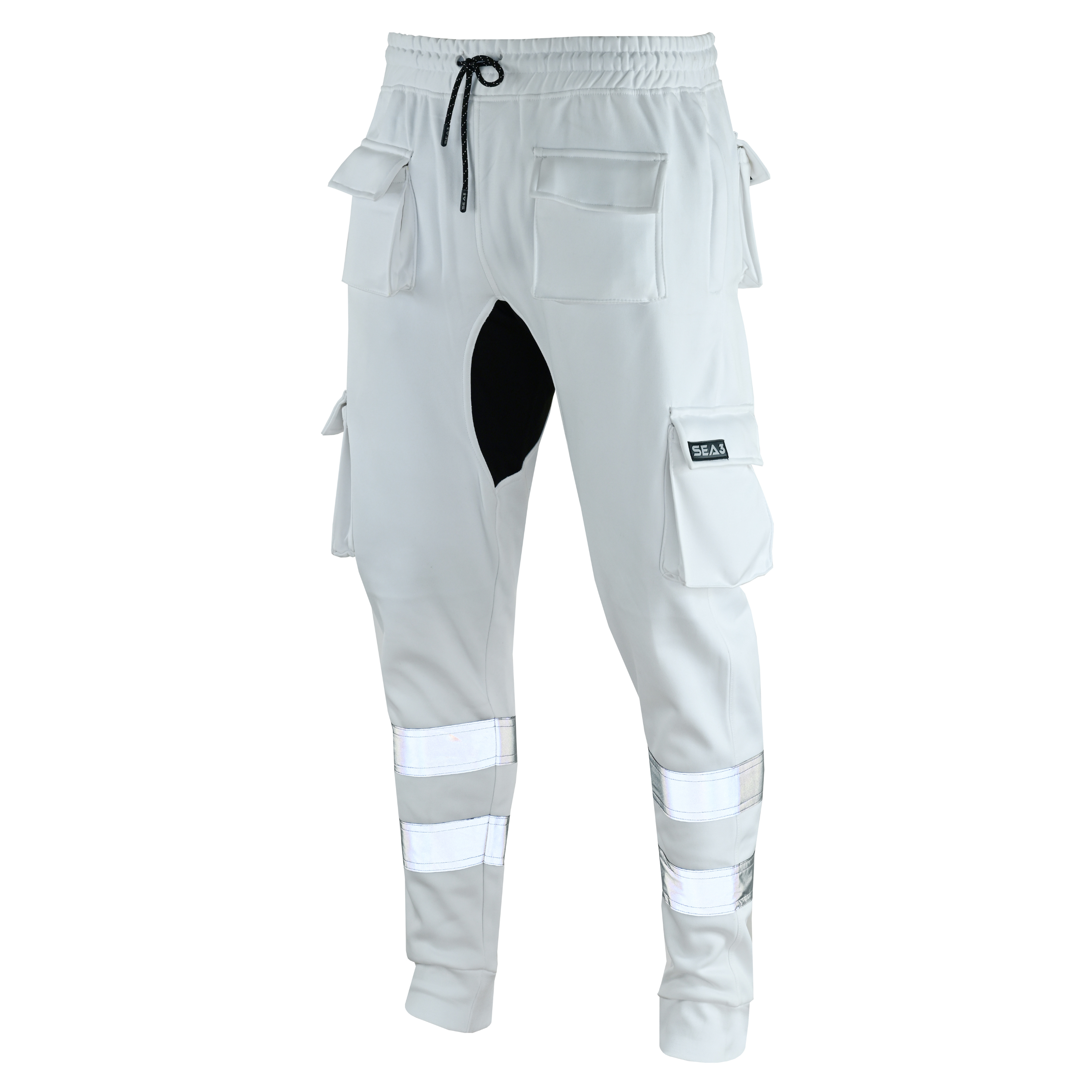 MS9 SEA1 Men's Hi Viz Vis High Visibility Fleece Slim Fit Work Cargo Painter Trousers Joggers Bottoms