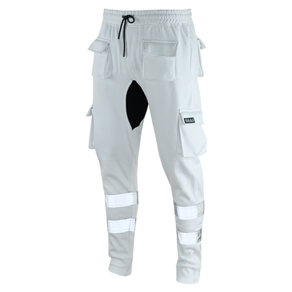 MS9 SEA1 Men's Hi Viz Vis High Visibility Fleece Slim Fit Work Cargo Painter Trousers Joggers Bottoms