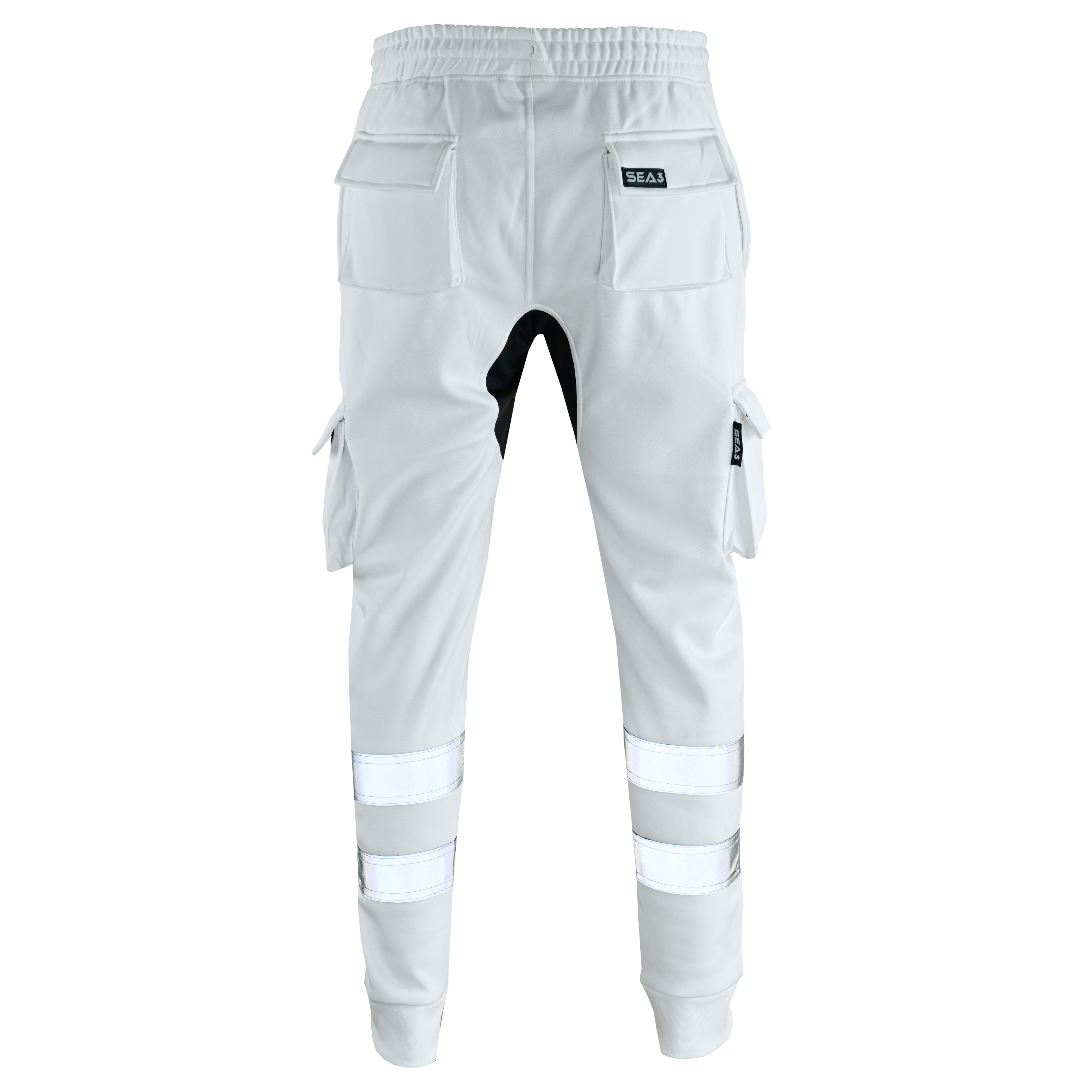 MS9 SEA1 Men's Hi Viz Vis High Visibility Fleece Slim Fit Work Cargo Painter Trousers Joggers Bottoms