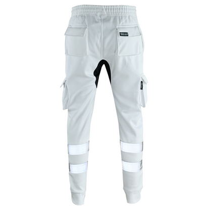 MS9 SEA1 Men's Hi Viz Vis High Visibility Fleece Slim Fit Work Cargo Painter Trousers Joggers Bottoms