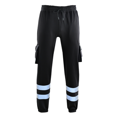 MS9 Men's Painters Fleece Cargo Work Trousers - Drawstring Joggers, Polyester Fleece, White & Black, Sizes 26-34