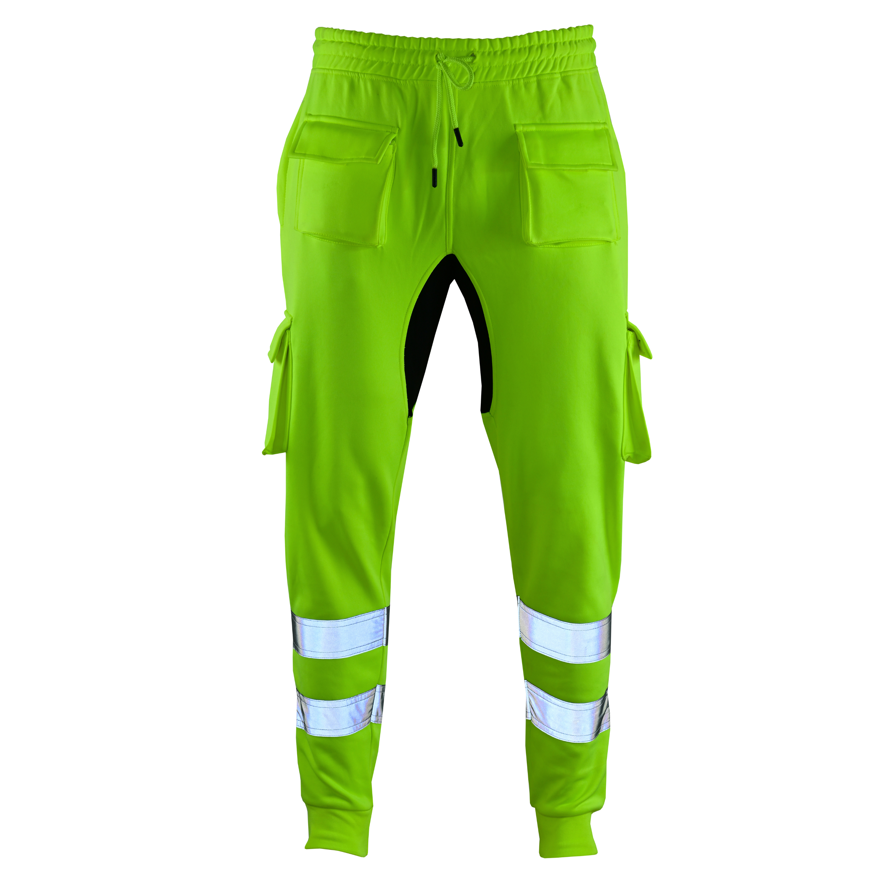 MS9 SEA1 Men's Hi Viz Vis High Visibility Fleece Slim Fit Work Cargo Painter Trousers Joggers Bottoms