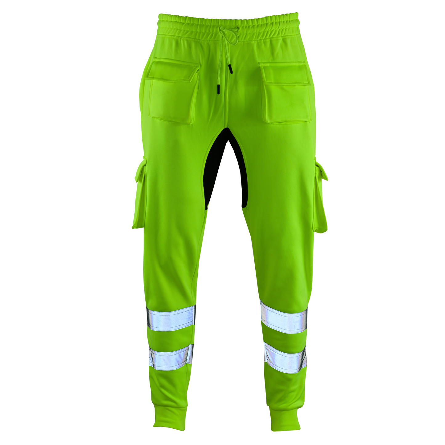 MS9 SEA1 Men's Hi Viz Vis High Visibility Fleece Slim Fit Work Cargo Painter Trousers Joggers Bottoms