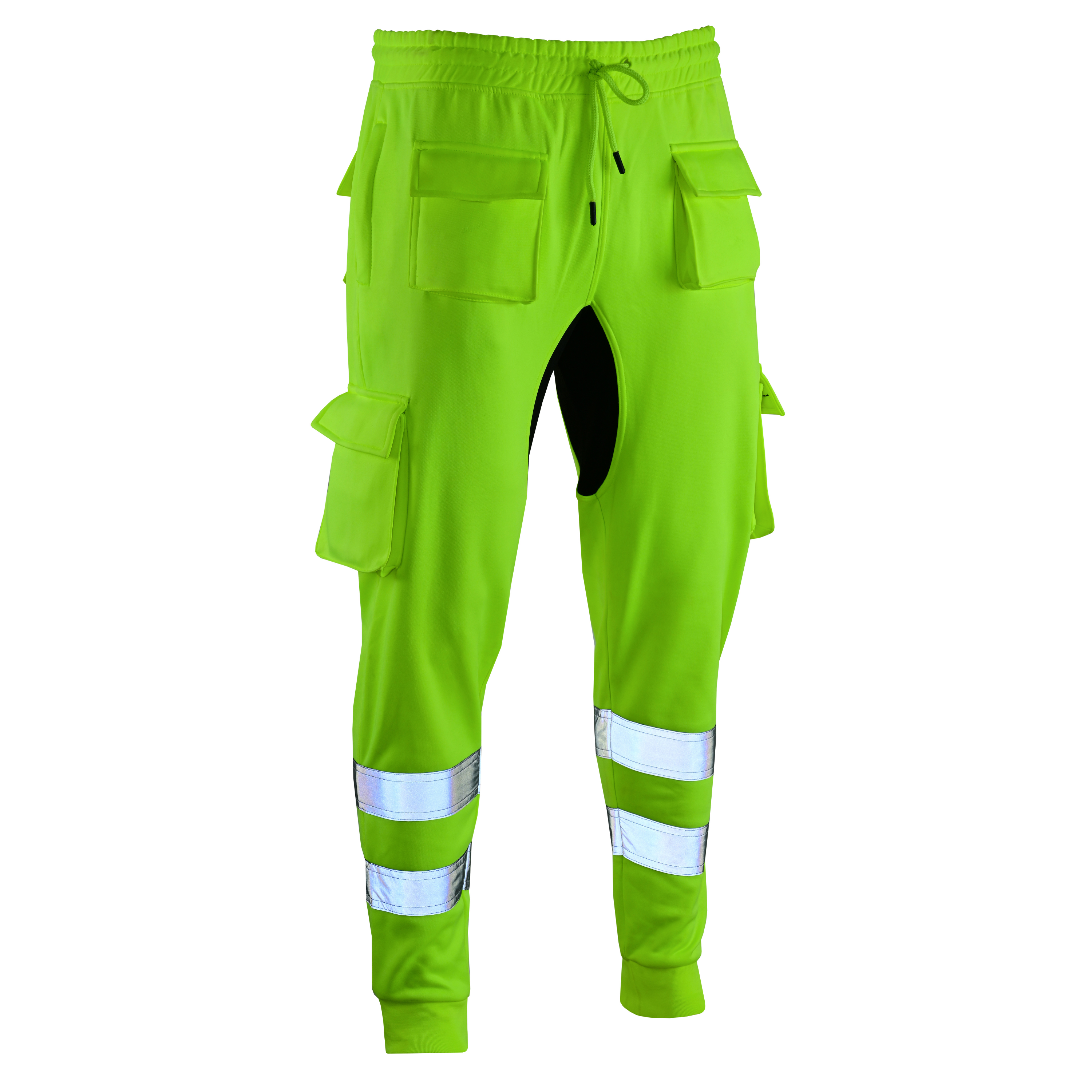 MS9 SEA1 Men's Hi Viz Vis High Visibility Fleece Slim Fit Work Cargo Painter Trousers Joggers Bottoms