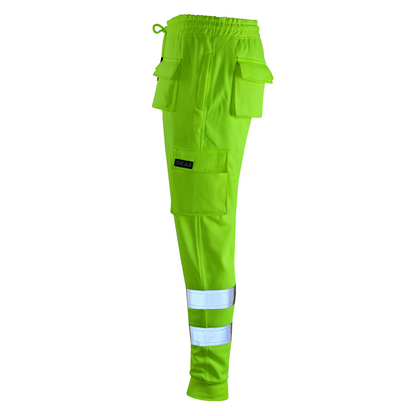 MS9 SEA1 Men's Hi Viz Vis High Visibility Fleece Slim Fit Work Cargo Painter Trousers Joggers Bottoms