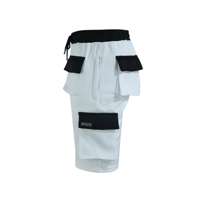 MS9 Men's Fleece Shorts Cargo Pockets Tracksuit Jogging Work Utility Shorts Hi viz Vis High Vissibility H5