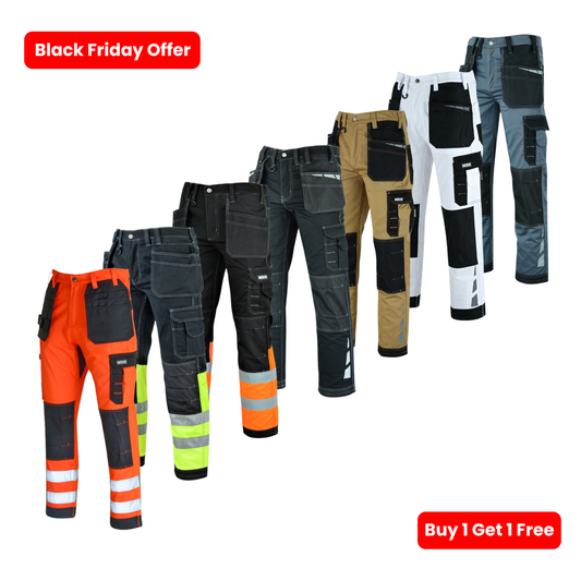 MS9 Mens Hi Viz Vis  Cargo Combat Holster Pockets Tactical Working Work Trouser Trousers Pants Jeans