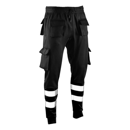 MS9 SEA1 Men's Hi Viz Vis High Visibility Fleece Slim Fit Work Cargo Painter Trousers Joggers Bottoms