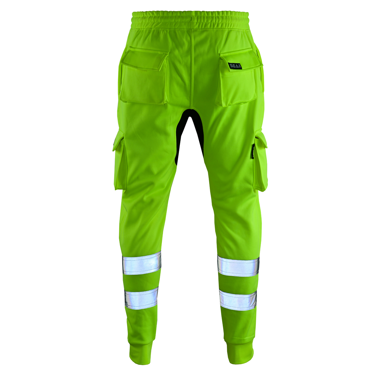 MS9 SEA1 Men's Hi Viz Vis High Visibility Fleece Slim Fit Work Cargo Painter Trousers Joggers Bottoms