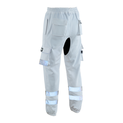 MS9 SS2 Men's Hi Viz Vis High Visibility Pocket Reflective Tape Fleece Regular Fit Work Cargo Painter Trousers Joggers Bottoms