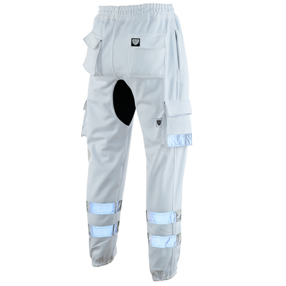 MS9 SS2 Men's Hi Viz Vis High Visibility Pocket Reflective Tape Fleece Regular Fit Work Cargo Painter Trousers Joggers Bottoms