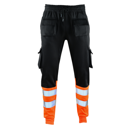 MS9 SEA1 Men's Hi Viz Vis High Visibility Fleece Slim Fit Work Cargo Painter Trousers Joggers Bottoms