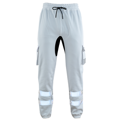 MS9 SS2 Men's Hi Viz Vis High Visibility Pocket Reflective Tape Fleece Regular Fit Work Cargo Painter Trousers Joggers Bottoms