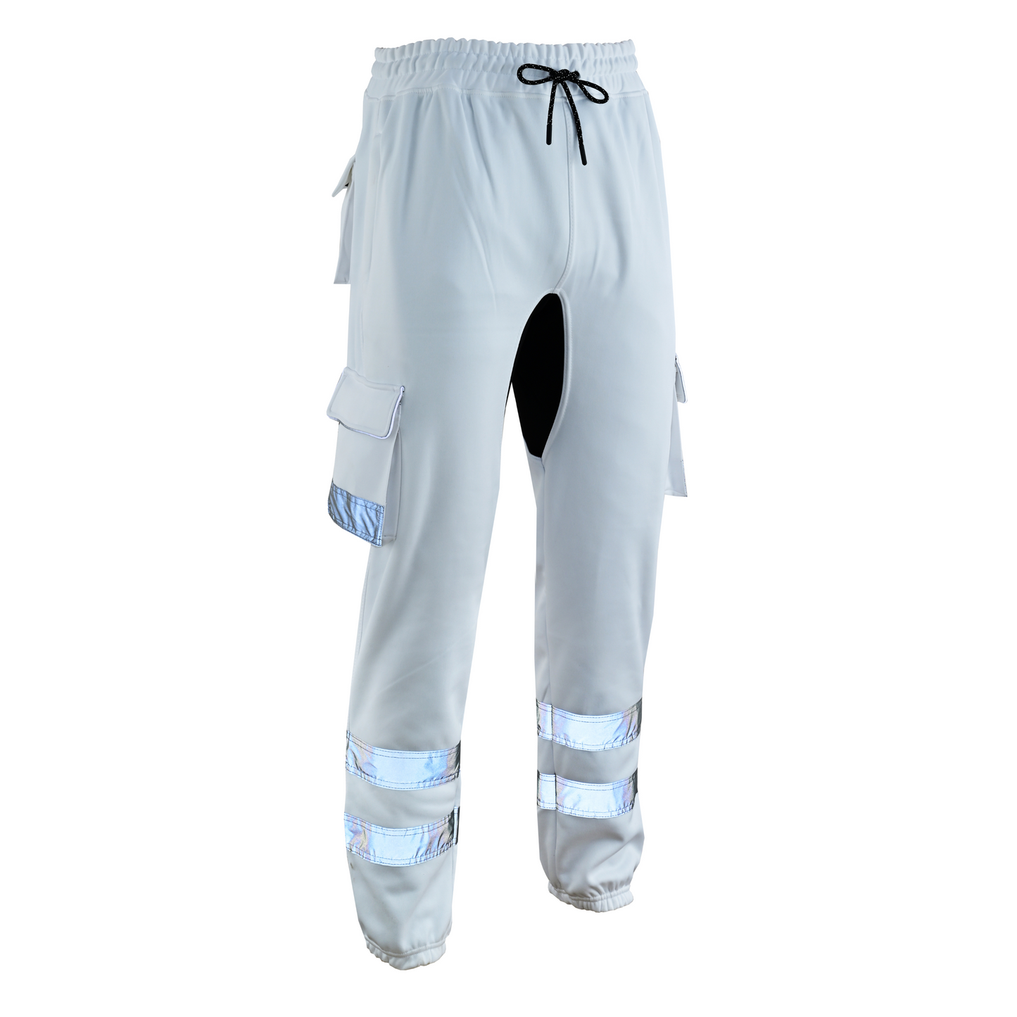 MS9 SS2 Men's Hi Viz Vis High Visibility Pocket Reflective Tape Fleece Regular Fit Work Cargo Painter Trousers Joggers Bottoms