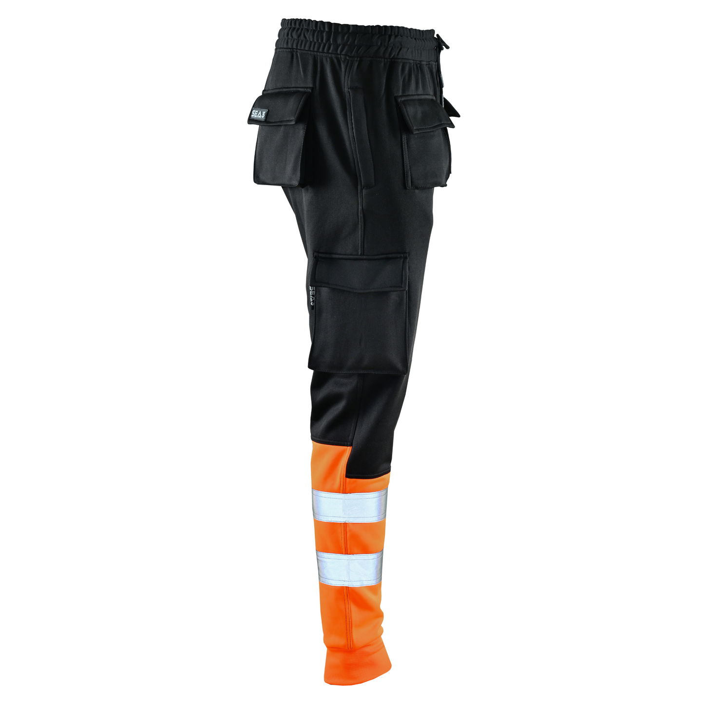 MS9 SEA1 Men's Hi Viz Vis High Visibility Fleece Slim Fit Work Cargo Painter Trousers Joggers Bottoms