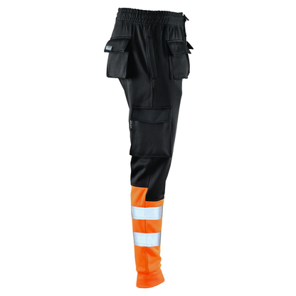 MS9 SEA1 Men's Hi Viz Vis High Visibility Fleece Slim Fit Work Cargo Painter Trousers Joggers Bottoms