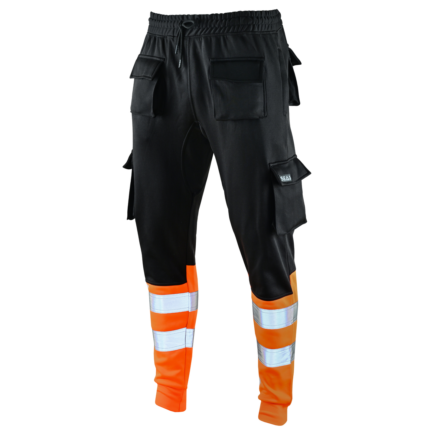 MS9 SEA1 Men's Hi Viz Vis High Visibility Fleece Slim Fit Work Cargo Painter Trousers Joggers Bottoms