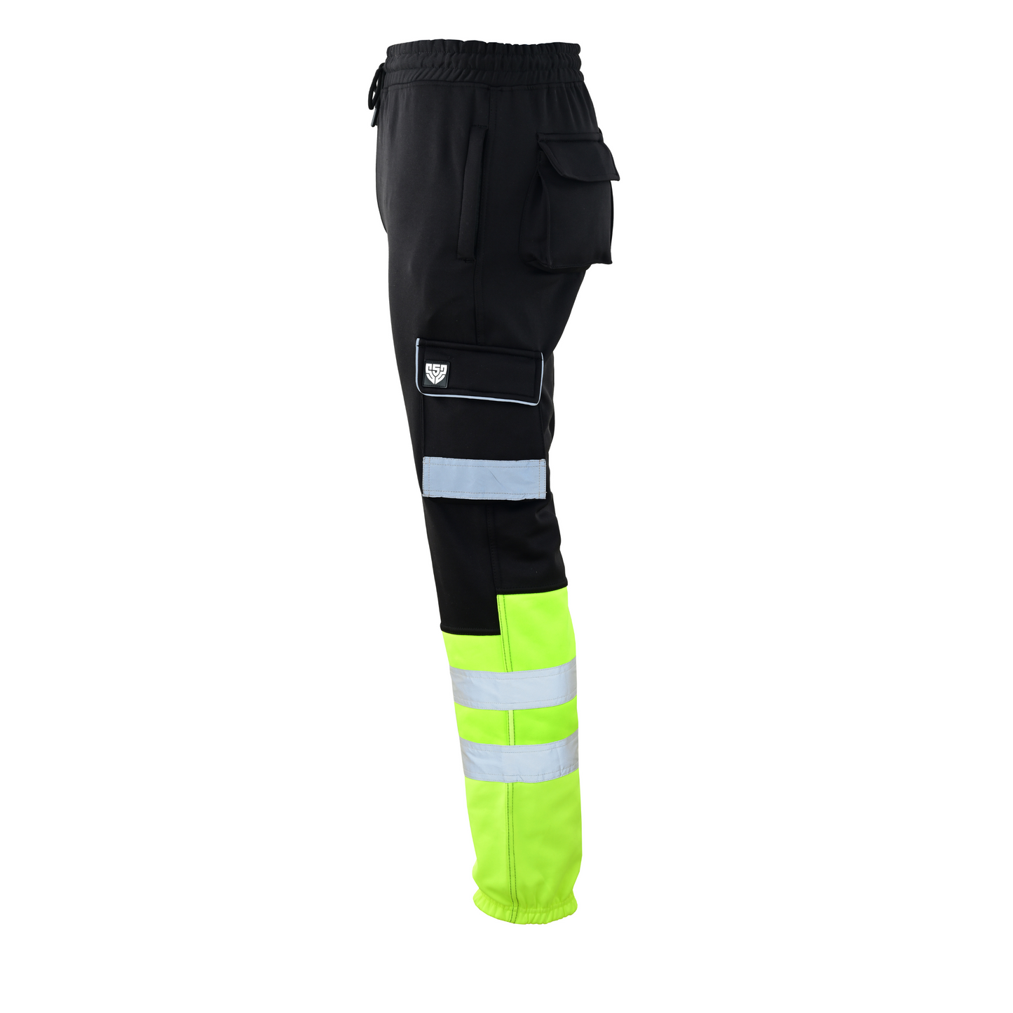 MS9 SS2 Men's Hi Viz Vis High Visibility Pocket Reflective Tape Fleece Regular Fit Work Cargo Painter Trousers Joggers Bottoms