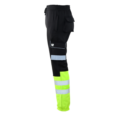 MS9 SS2 Men's Hi Viz Vis High Visibility Pocket Reflective Tape Fleece Regular Fit Work Cargo Painter Trousers Joggers Bottoms