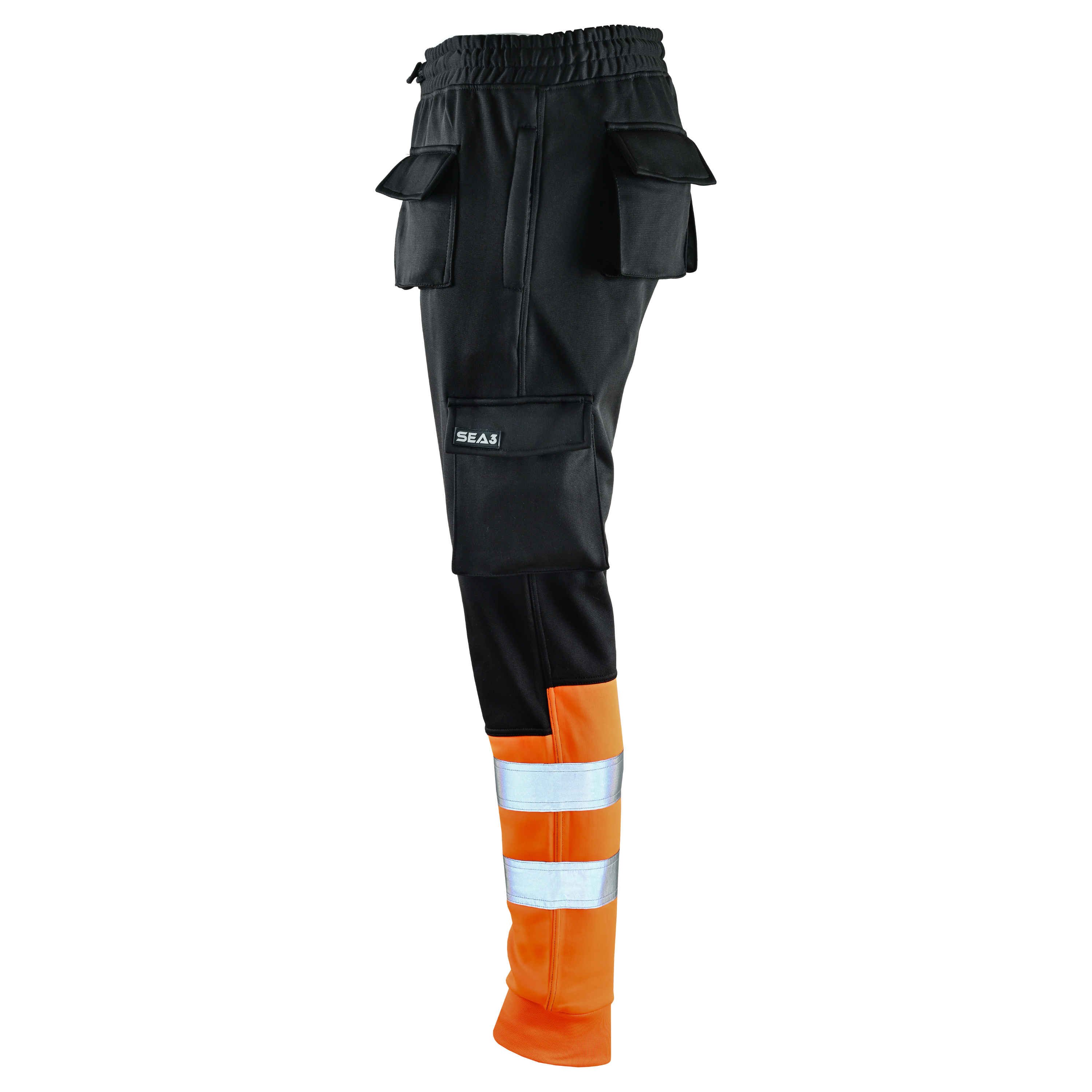 MS9 SEA1 Men's Hi Viz Vis High Visibility Fleece Slim Fit Work Cargo Painter Trousers Joggers Bottoms