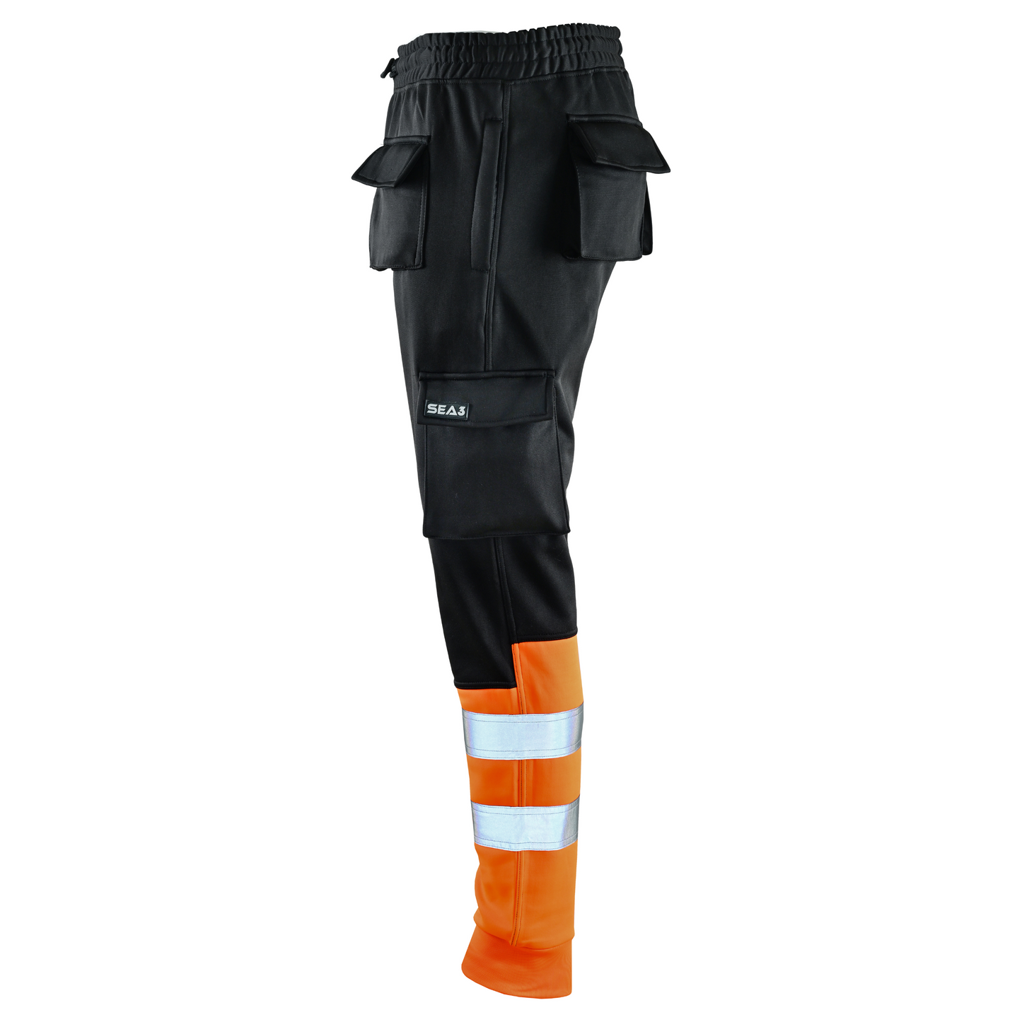 MS9 SEA1 Men's Hi Viz Vis High Visibility Fleece Slim Fit Work Cargo Painter Trousers Joggers Bottoms