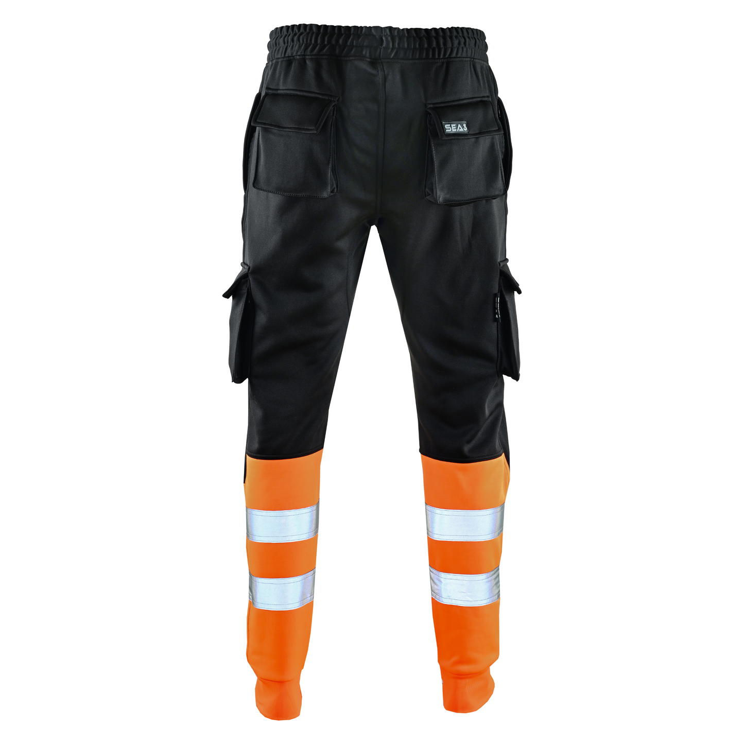 MS9 SEA1 Men's Hi Viz Vis High Visibility Fleece Slim Fit Work Cargo Painter Trousers Joggers Bottoms