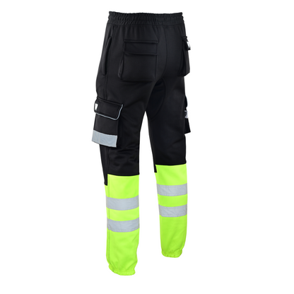 MS9 SS2 Men's Hi Viz Vis High Visibility Pocket Reflective Tape Fleece Regular Fit Work Cargo Painter Trousers Joggers Bottoms