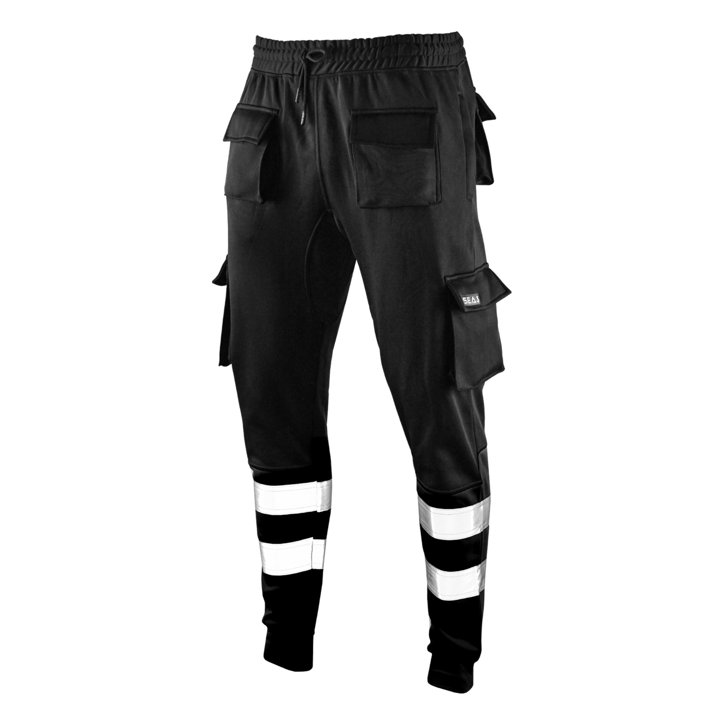 MS9 SEA1 Men's Hi Viz Vis High Visibility Fleece Slim Fit Work Cargo Painter Trousers Joggers Bottoms