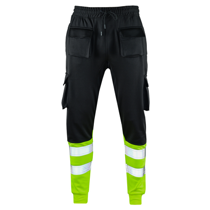 MS9 SEA1 Men's Hi Viz Vis High Visibility Fleece Slim Fit Work Cargo Painter Trousers Joggers Bottoms