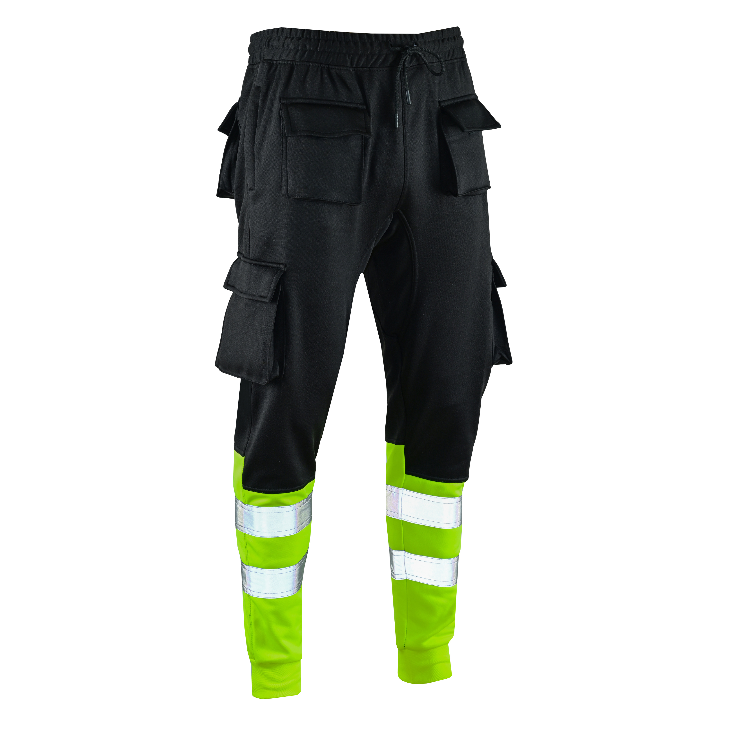 MS9 SEA1 Men's Hi Viz Vis High Visibility Fleece Slim Fit Work Cargo Painter Trousers Joggers Bottoms