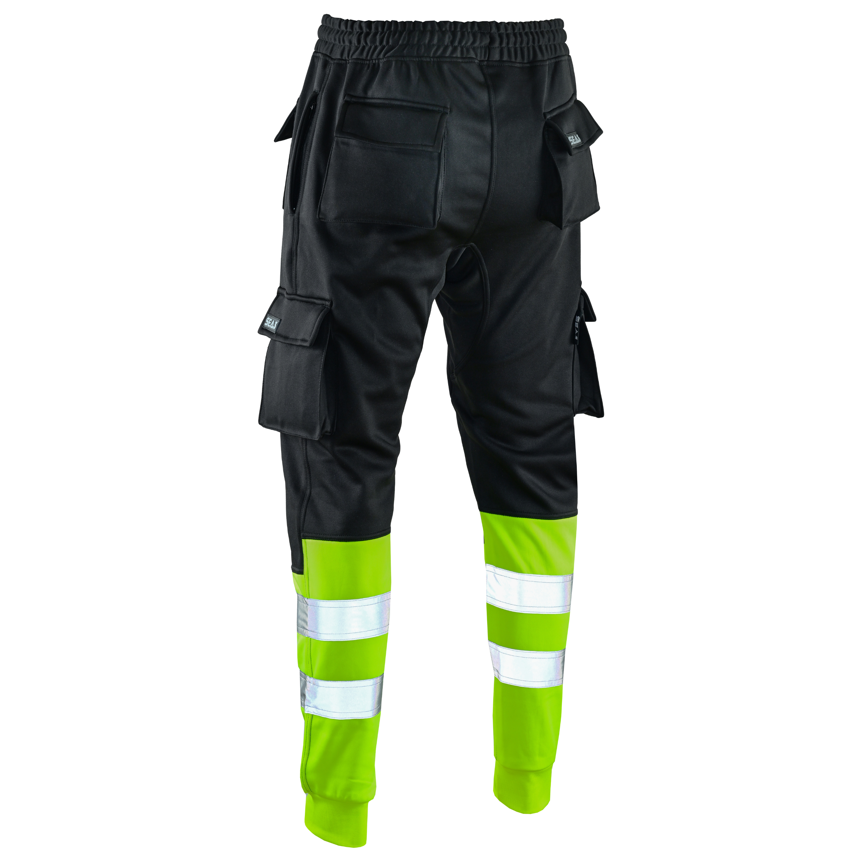 MS9 SEA1 Men's Hi Viz Vis High Visibility Fleece Slim Fit Work Cargo Painter Trousers Joggers Bottoms
