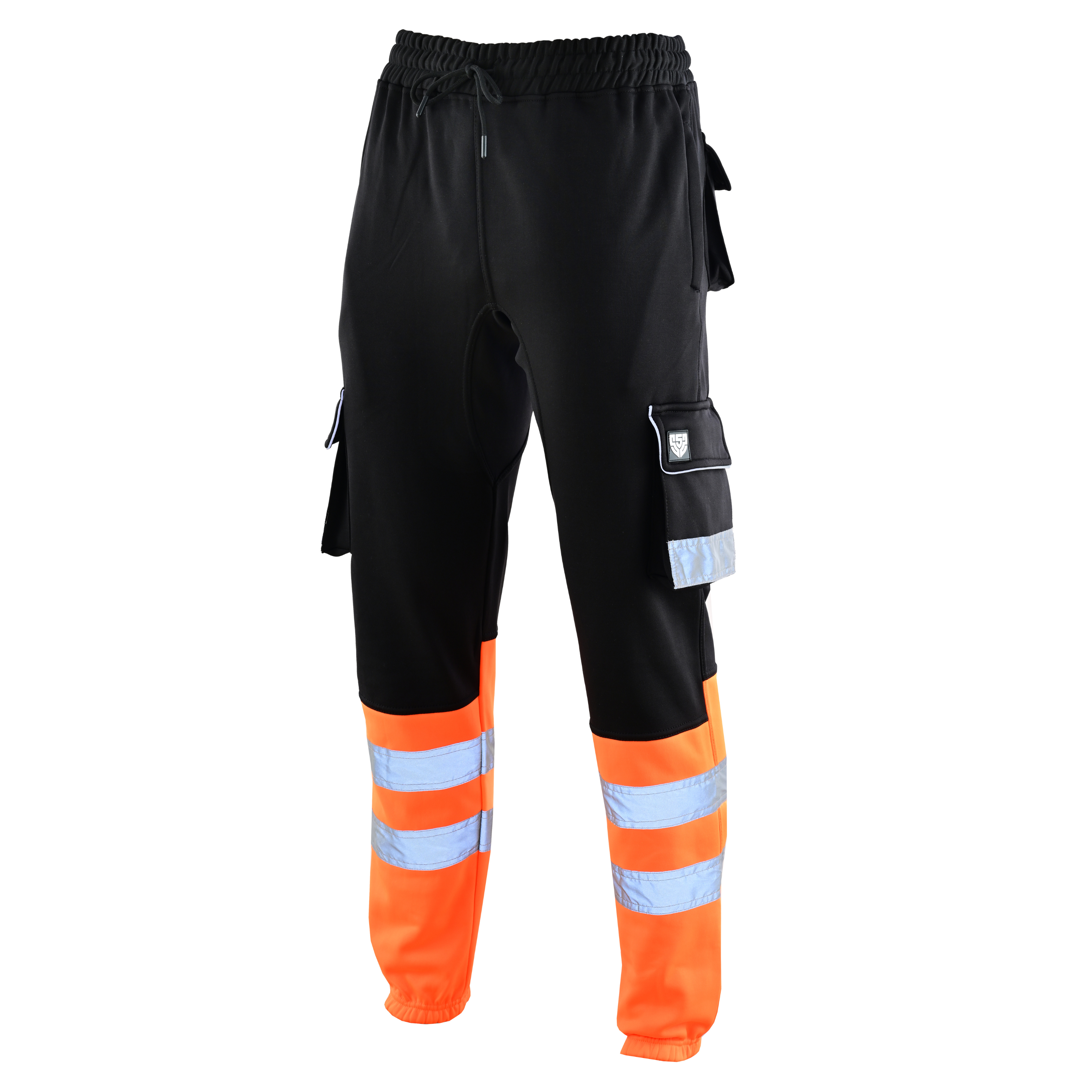 MS9 SS2 Men's Hi Viz Vis High Visibility Pocket Reflective Tape Fleece Regular Fit Work Cargo Painter Trousers Joggers Bottoms