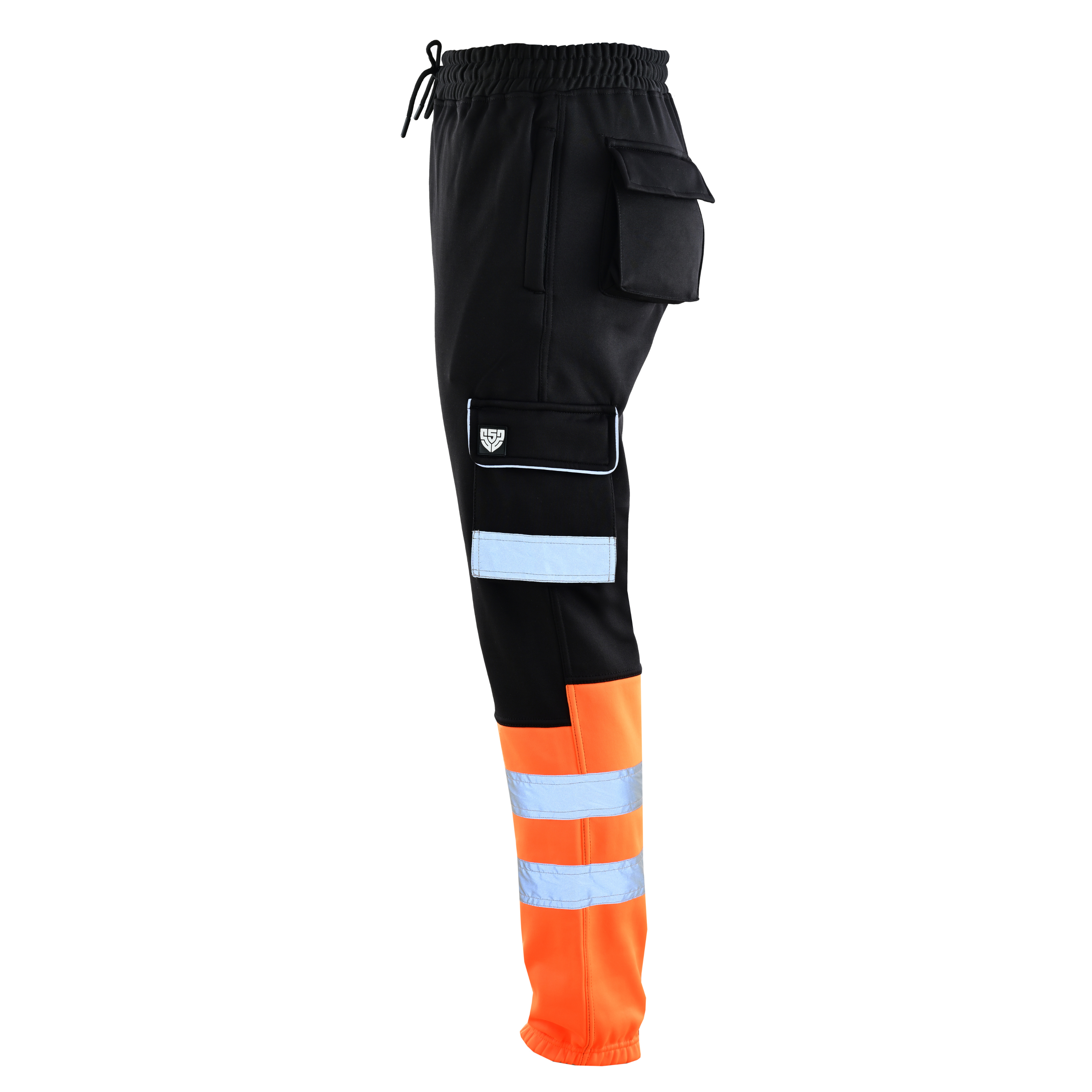 MS9 SS2 Men's Hi Viz Vis High Visibility Pocket Reflective Tape Fleece Regular Fit Work Cargo Painter Trousers Joggers Bottoms