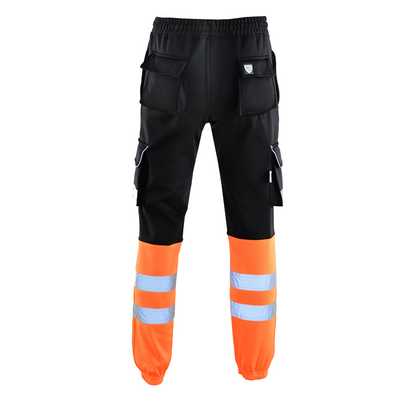 MS9 SS2 Men's Hi Viz Vis High Visibility Pocket Reflective Tape Fleece Regular Fit Work Cargo Painter Trousers Joggers Bottoms